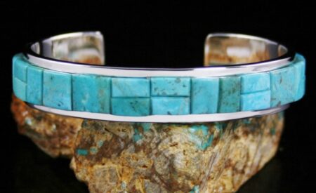 Tommy Jackson Kingman Turquoise Inlay Bracelet