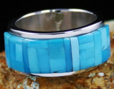 Tommy Jackson Rare High Grade Castle Dome Turquoise Inlay Ring