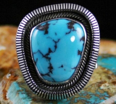 Ned Nez Rare High Grade Godber Burnham Turquoise Shadowbox Design Ring