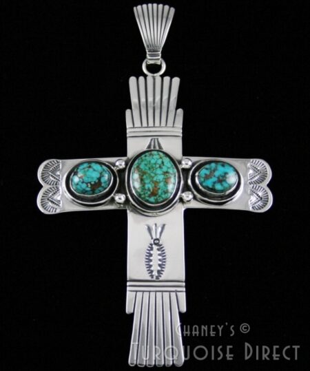Leonard Nez Rare Gem Grade Royston Spiderweb Turquoise Shadowbox Design Cross