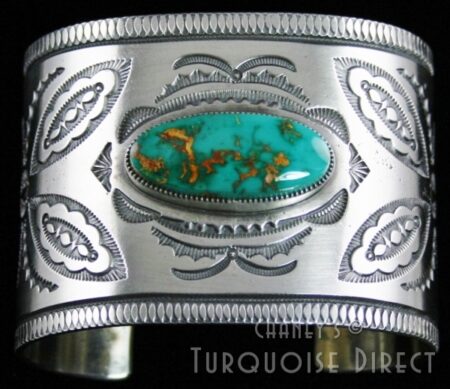 Sammie Kescoli Begay Rare Gem Grade Blue Gem Turquoise Ingot Bracelet