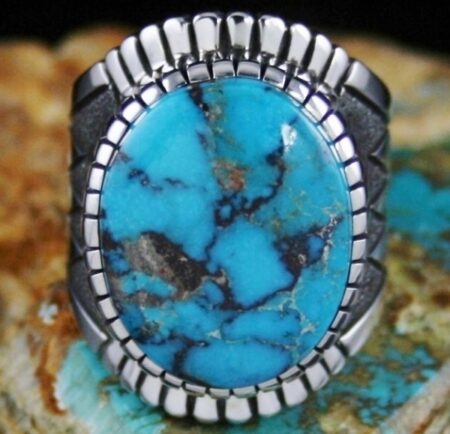 Alton Bedonie Rare High Grade Tyrone Turquoise Ring