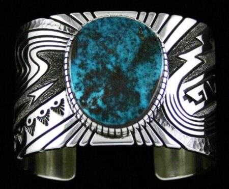 Alton Bedonie Rare Gem Grade Stormy Mountain Turquoise Bracelet