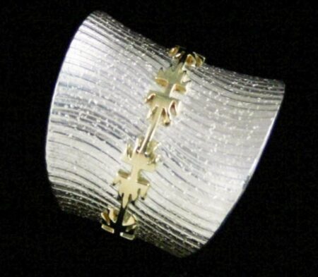 Alfred Joe Solid 14K Gold Over Sterling Silver Navajo Rug Pattern Design Ring
