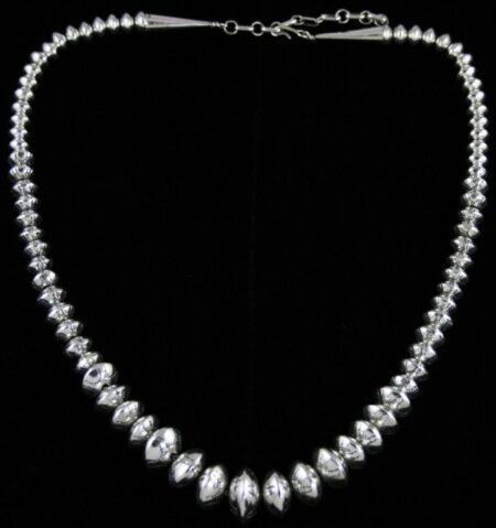 Terry Martinez Hand Stamped Ingot Sterling Silver Graduated Bead Necklace
