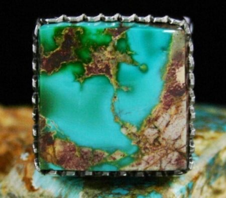 Leonard Nez Rare Gem Grade Royston Turquoise Ring