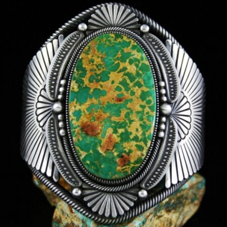 Sammie Kescoli Begay Rare Gem Grade Royston Spiderweb Turquoise Ingot Bracelet