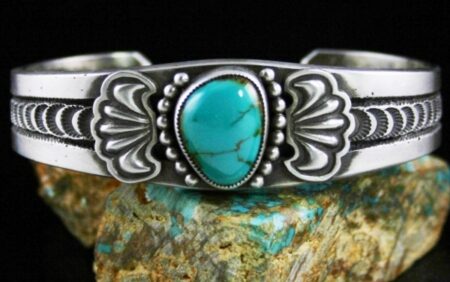 Sammie Kescoli Begay Rare Easter Blue Turquoise Ingot Bracelet