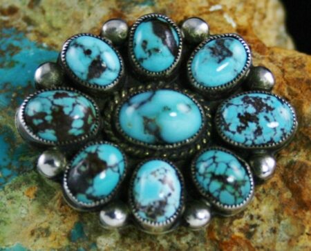 Calvin Martinez Persian Turquoise Ingot Cluster Pin