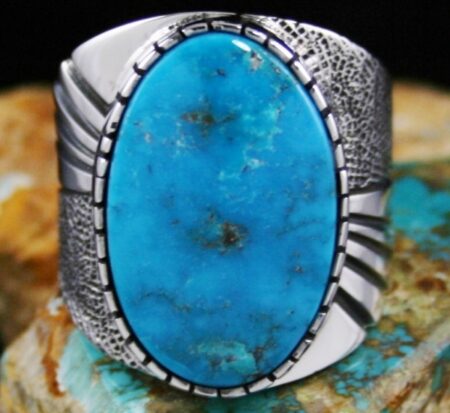 Leonard Nez Rare Gem Grade Blue Gem Turquoise Ring