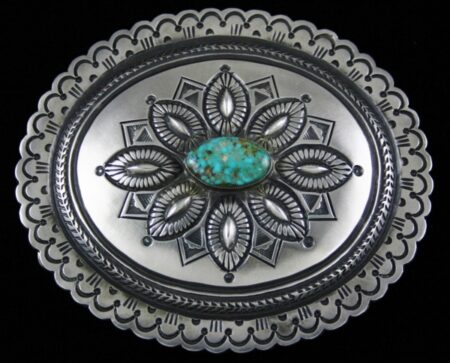 Calvin Martinez Carico Lake Spiderweb Turquoise Ingot Reposse Belt Buckle