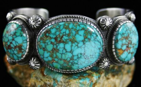 Calvin Martinez Rare Gem Grade Carico Lake Supreme Spiderweb Turquoise Ingot Bracelet