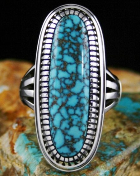 Jennifer Curtis Rare Gem Grade Red Web Kingman Turquoise Ring