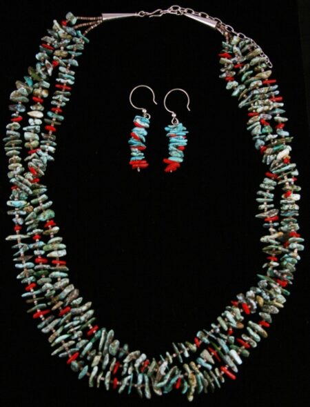 Charlotte Reano Rare Gem Grade Dry Creek Turquoise Nugget Necklace and Earrings