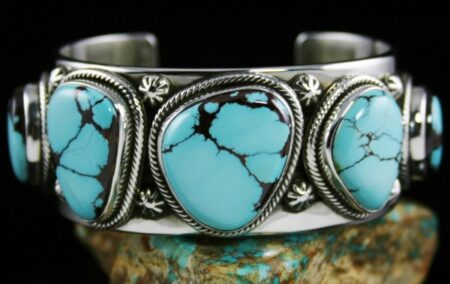 Ned Nez Rare Gem Grade Montezuma Turquoise Row Bracelet