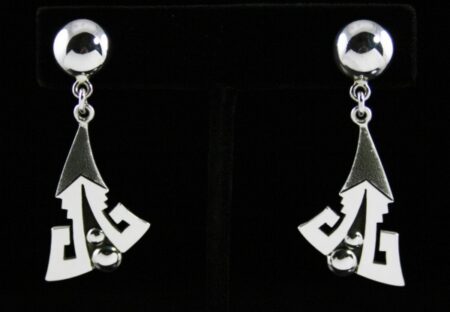 Alton Bedonie Textured Sterling Silver Dangle Earrings