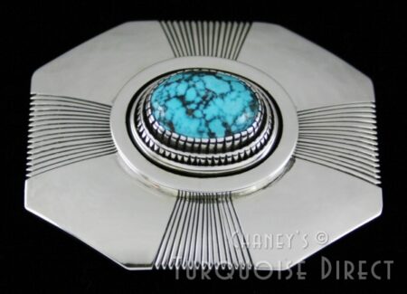 Leonard Nez Rare Gem Grade Red Web Kingman Turquoise Belt Buckle