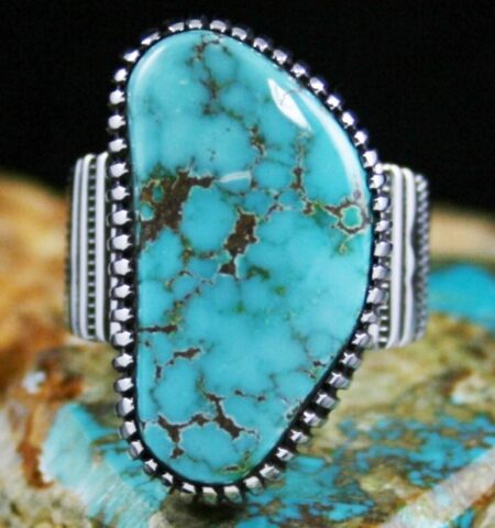 Ned Nez Rare Gem Grade Dry Creek Turquoise Ring