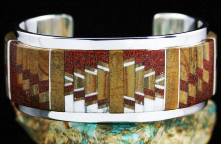 Tommy Jackson Dinosaur Bone and Picture Jasper Inlay Bracelet