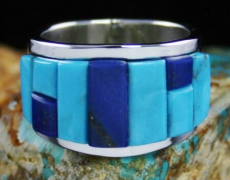 Tommy Jackson Sleeping Beauty Turquoise and Lapis Lazuli Inlay Ring