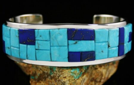 Tommy Jackson Sleeping Beauty Turquoise and Lapis Lazuli Inlay Bracelet