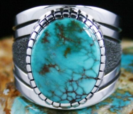 Alton Bedonie Rare Gem Grade Fox Turquoise Ring
