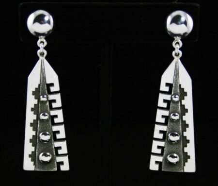 Alton Bedonie Textured Sterling Silver Dangle Earrings
