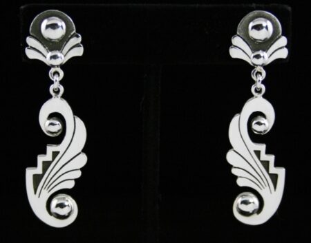 Alton Bedonie Textured Sterling Silver Dangle Earrings