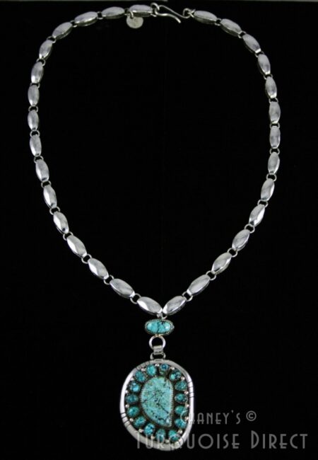 Julian Lovato Rare Gem Grade Nevada Blue Spiderweb Turquoise Necklace
