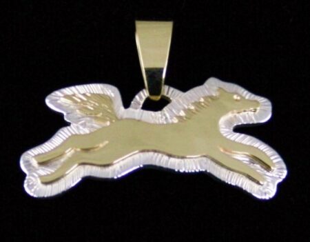 Dina Huntinghorse Solid 14K Gold Over Sterling Silver Horse Pendant