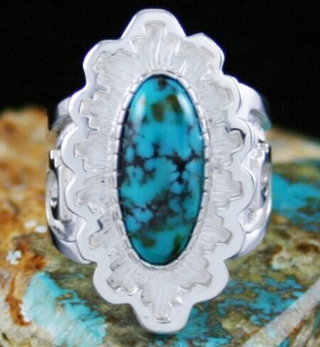 Dina Huntinghorse Rare Gem Grade Apache Blue Turquoise Ring