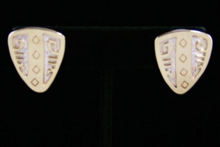 Dina Huntinghorse Solid 14K Gold Over Sterling Silver Rug Pattern Design Earrings