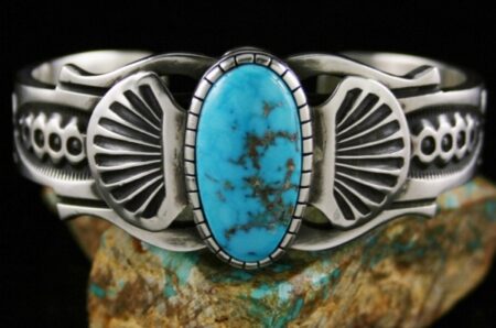 Terry Martinez Rare High Grade Morenci Turquoise Ingot Bracelet