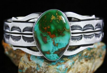 Terry Martinez Rare Gem Grade Royston Turquoise Ingot Bracelet