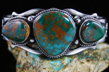 Terry Martinez Rare Gem Grade Royston Spiderweb Turquoise Ingot Bracelet