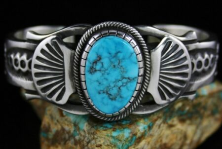 Terry Martinez Rare High Grade Morenci Turquoise Ingot Bracelet
