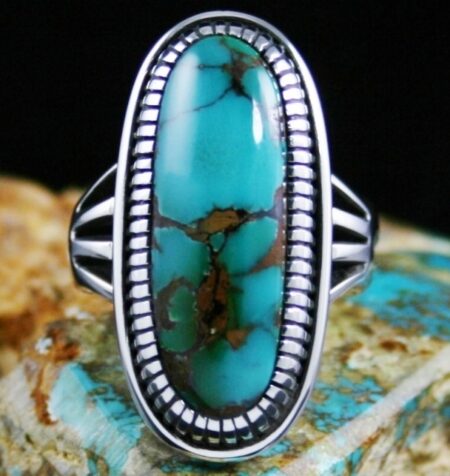 Jennifer Curtis Rare Gem Grade Aztec Turquoise Ring
