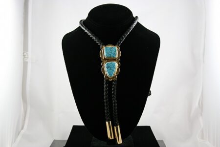 Tommy Jackson Solid 18 k Gold Rare High Grade Number Eight Spiderweb Turquoise Bolo Tie