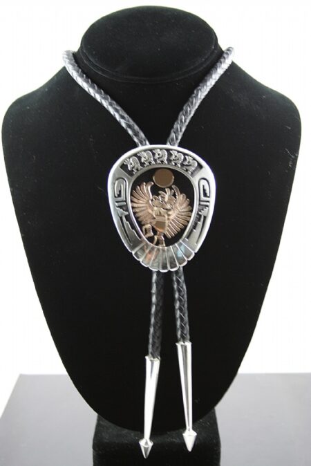 Watson Honanie Solid 14K Gold Over Sterling Silver Eagle Dancer Design Bolo Tie