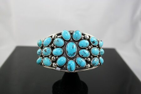 Terry Martinez Old Persian Turquoise Cluster Ingot Bracelet