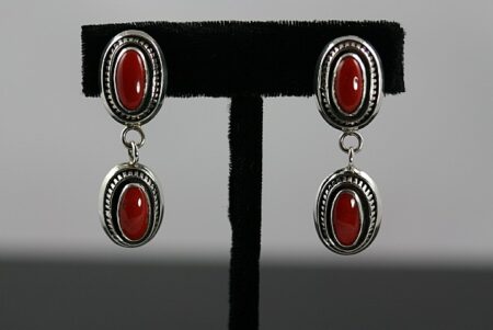 Leonard Nez Gem Grade Coral Dangle Earrings