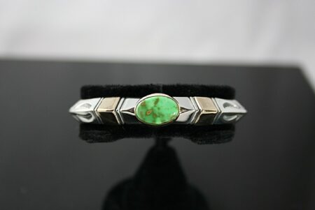 Al Joe Solid 14k Gold Over Sterling Silver Rare High Grade Carico Lake Turquoise Bracelet