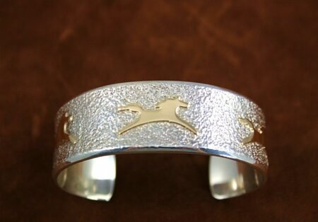 Al Joe Solid 14k Gold Over Sterling Silver Galloping Horses Bracelet