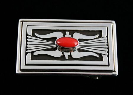 Leonard Nez Rare Gem Grade Mediterranean Coral Executive Belt Buckle