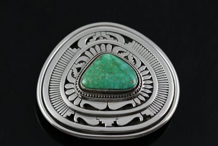 Leonard Nez Rare High Grade Carico Lake Spiderweb Turquoise Belt Buckle