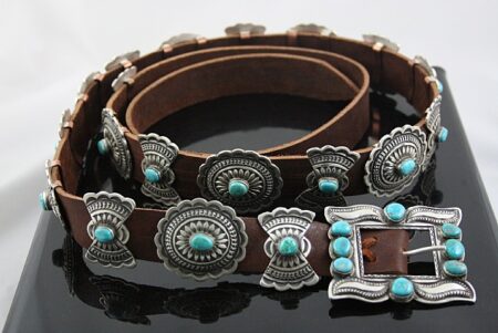 Calvin Martinez Rare High Grade Old Fox Turquoise Ingot Concho Belt