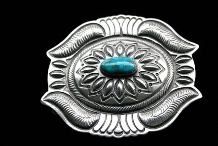 Calvin Martinez Rare High Grade Blue Gem Turquoise Ingot Reposse Belt Buckle