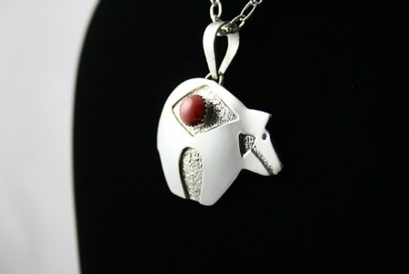 Tommy Jackson Gem Grade Coral Bear Design Pendant