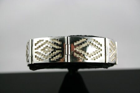 Gilbert J.R. Tolino Sterling Silver Rug Pattern Design Link Bracelet