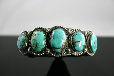 Calvin Martinez Rare High Grade Easter Blue Turquoise Ingot Bracelet